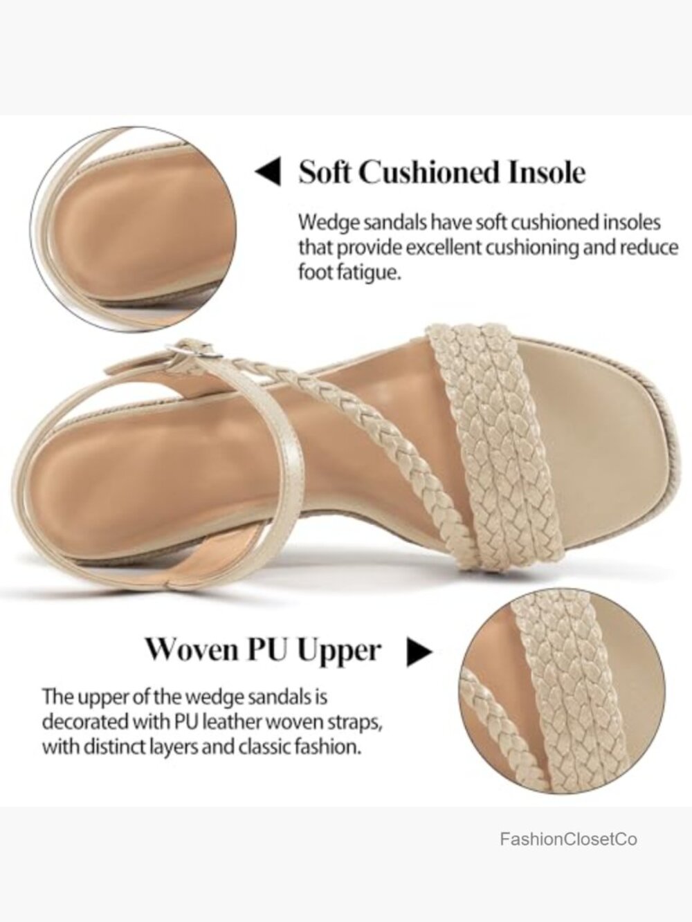 Espadrille Wedge Sandals: Cushioned Footbed & Braided PU Upper for All-Day Wear - Picture 4 of 6